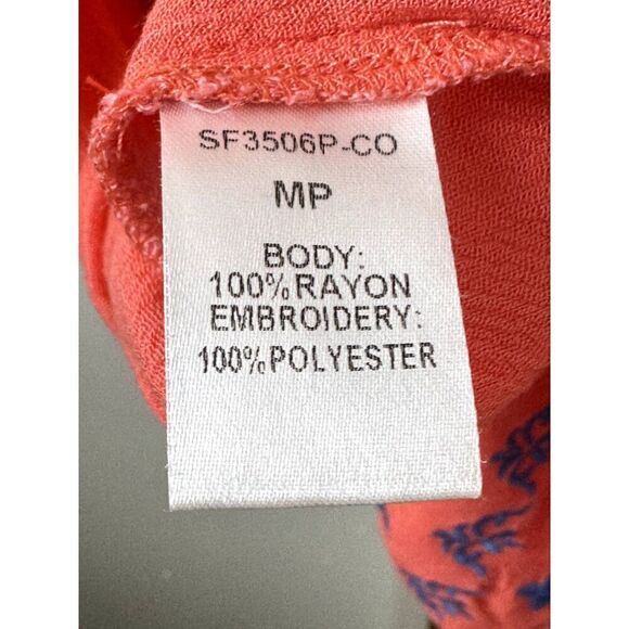 THML Red and Blue Sleeveless Boho Flowy Embroidered Tank Sz Med Petite EUC - Picture 4 of 7